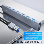 Hub USB 3.0 a 7 porte in lega di alluminio con alimentatore DC