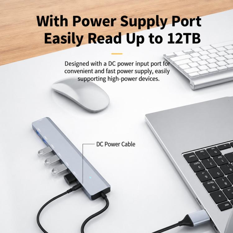 Hub USB 3.0 a 7 porte in lega di alluminio con alimentatore DC