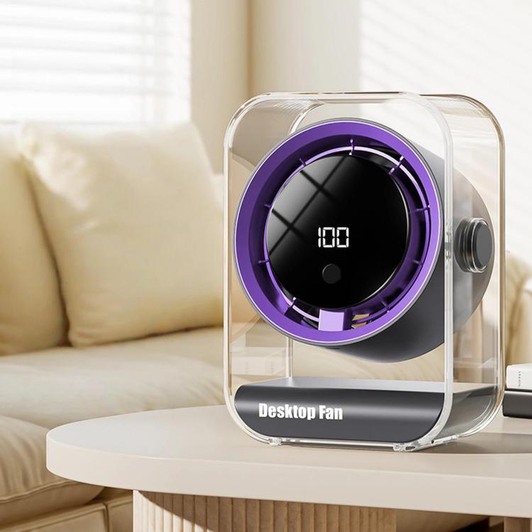 Ventilatore da tavolo F15 con display digitale trasparente e timer intelligente, piccolo ventilatore a circolazione d'aria per ufficio