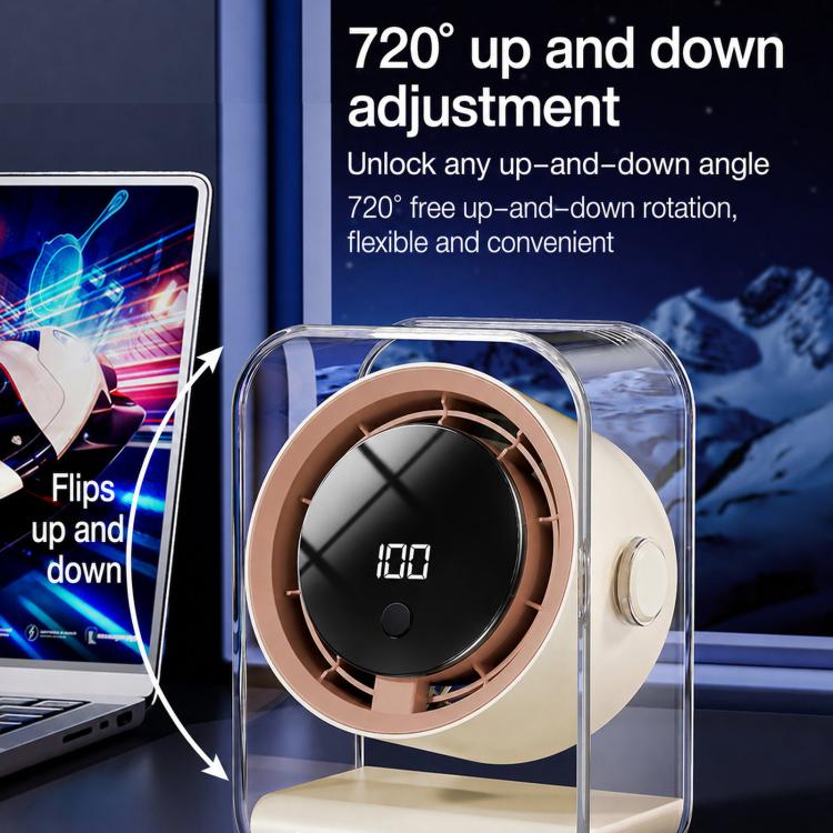 Ventilatore da tavolo F15 con display digitale trasparente e timer intelligente, piccolo ventilatore a circolazione d'aria per ufficio