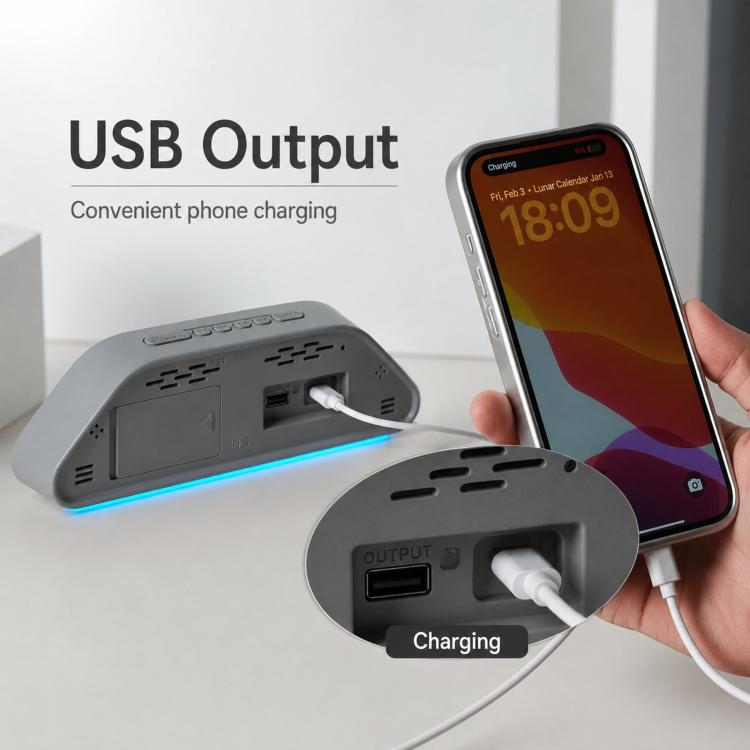Sveglia digitale con caricatore USB e luce LED