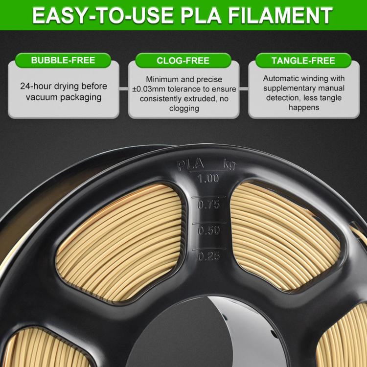 Filamento PLA opaco per stampante 3D, diametro 1,75 mm, bobina da 1 kg, finitura piatta a bassa lucentezza, elevata tenacità, materiale per stampa 3D