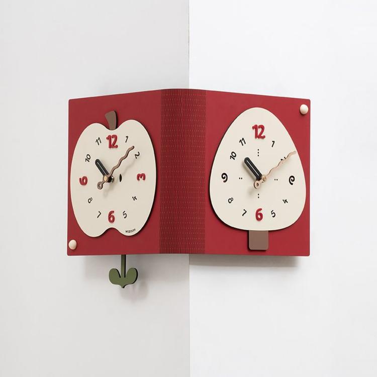 Orologio da parete angolare doppia faccia minimalista