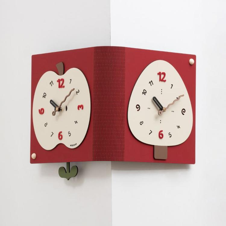 Orologio da parete angolare doppia faccia minimalista