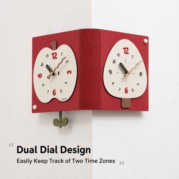 Orologio da parete angolare doppia faccia minimalista