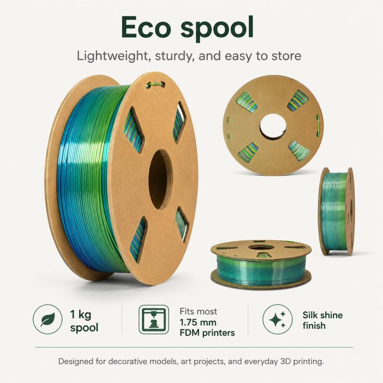 Filamento PLA Silk Rainbow 1,75 mm bobina 1 kg effetto cangiante