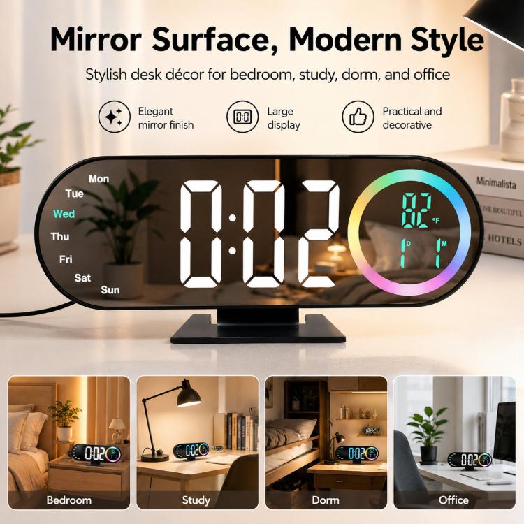 Sveglia digitale a specchio RGB con luce LED