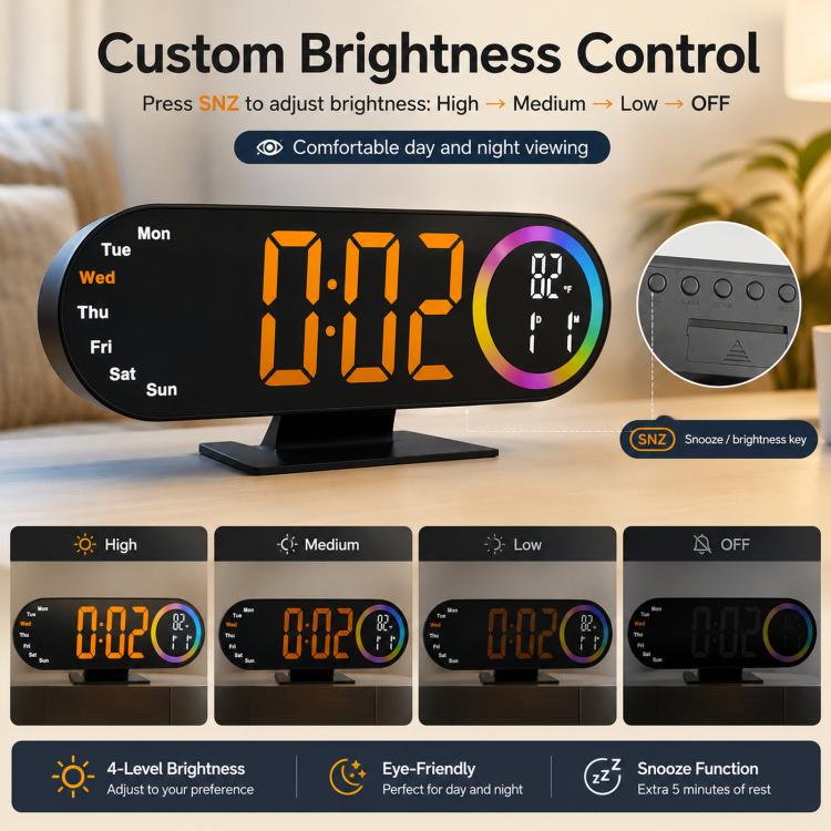 Sveglia digitale a specchio RGB con luce LED
