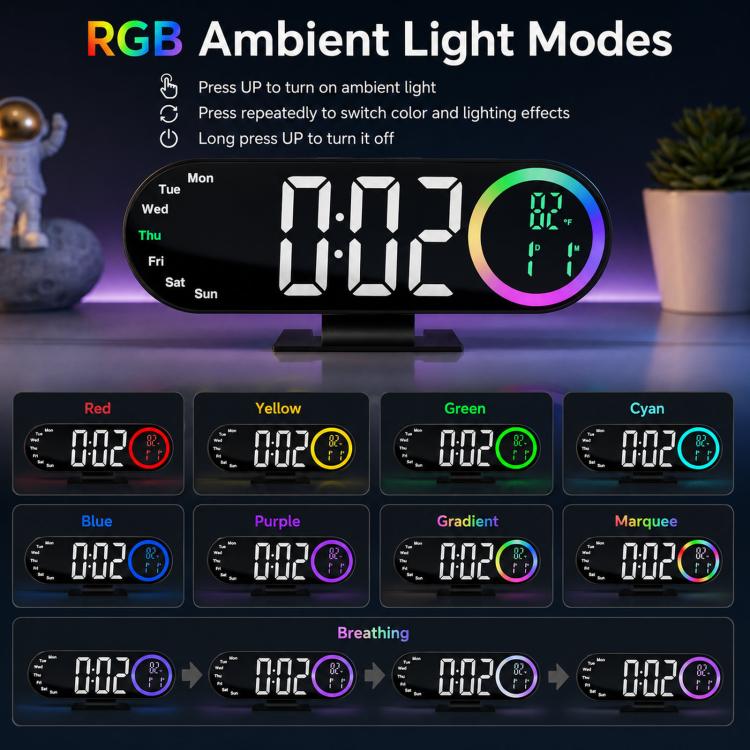 Sveglia digitale a specchio RGB con luce LED