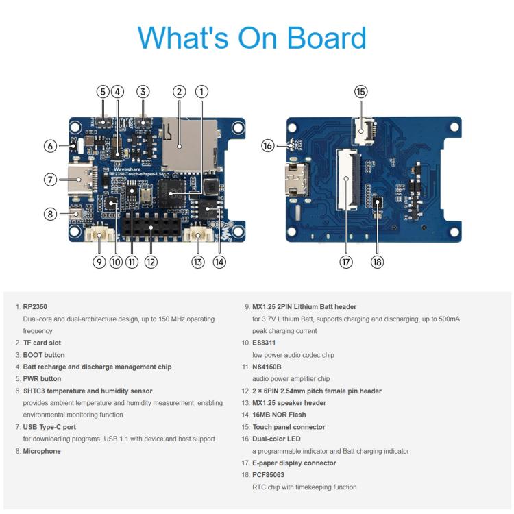 Scheda di sviluppo Waveshare RP2350A con display e-paper 1,54″ - immagine 9
