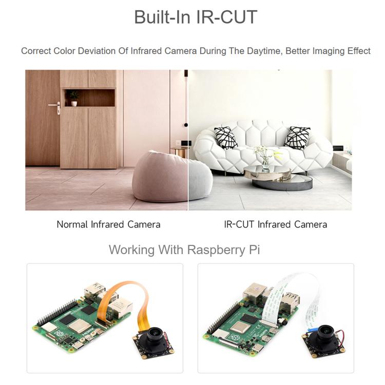 Telecamera Waveshare IMX291 2 MP IR-CUT per Raspberry Pi - immagine 3