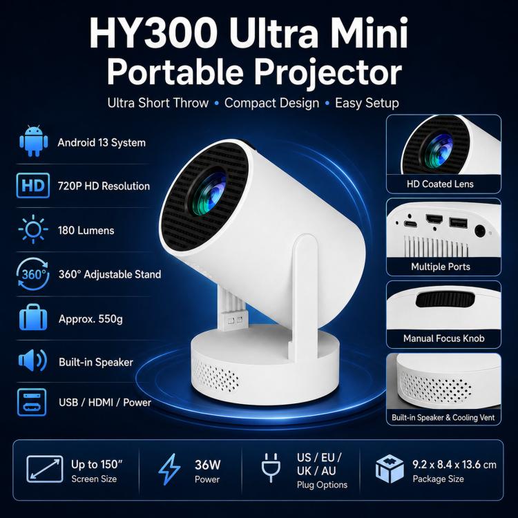 Mini proiettore portatile HY300 720p con Android 13 - immagine 7