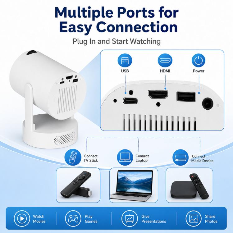 Mini proiettore portatile HY300 720p con Android 13 - immagine 12