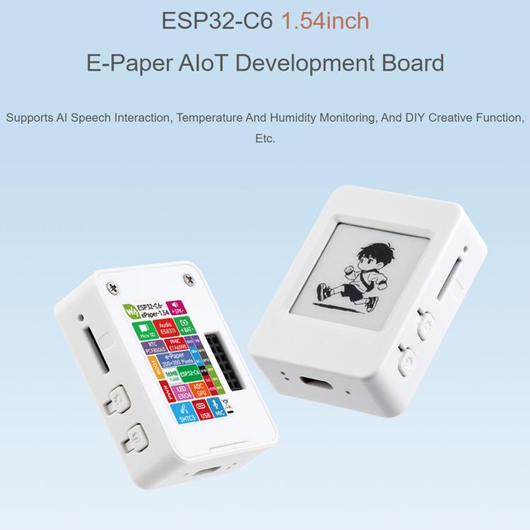 Waveshare ESP32-C6 Scheda di sviluppo AIoT con display e-paper da 1,54 pollici, risoluzione 200 × 200, supporta Wi-Fi e BLE 5, 34394
