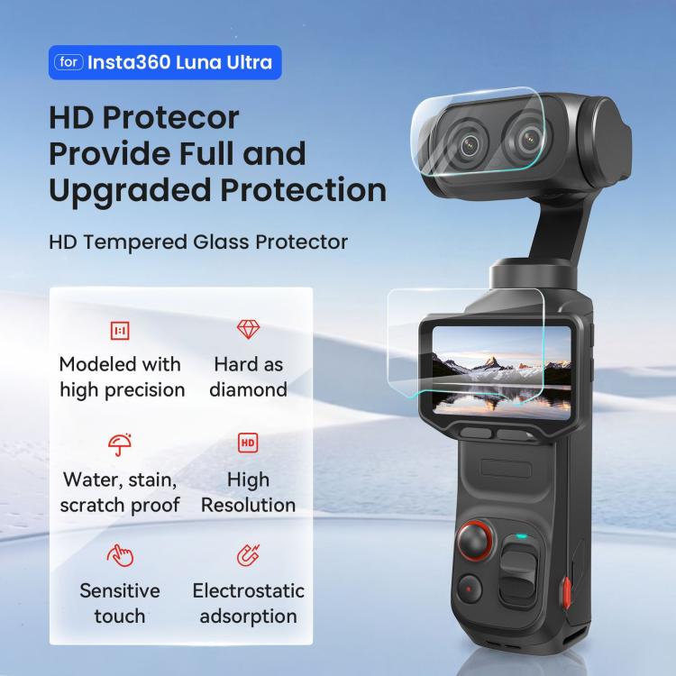 Pellicola vetro temperato 9H per Insta360 Luna Ultra