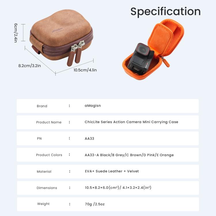 Custodia mini in pelle per action camera compatibile