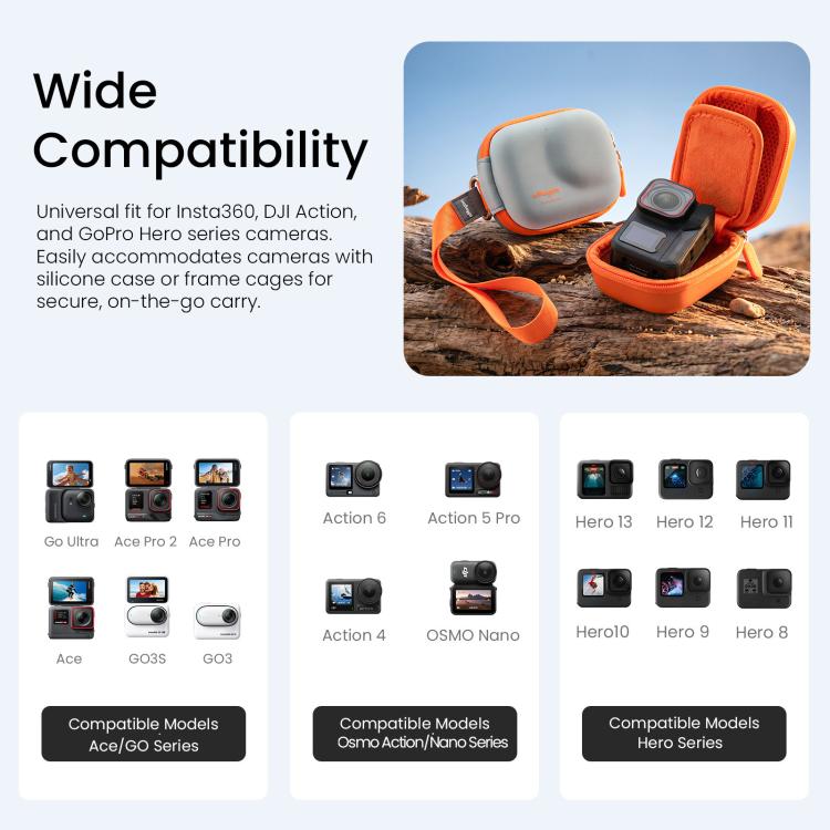 Custodia mini in pelle per action camera compatibile
