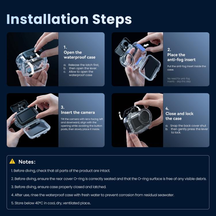 Custodia impermeabile 60m per DJI Action 6 con doppia chiusura