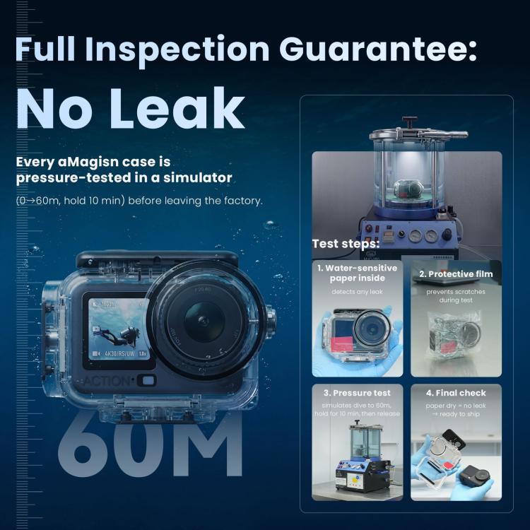 Custodia impermeabile 60m per DJI Action 6 con doppia chiusura