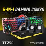 Pacchetto gaming 5 in 1 tastiera retroilluminata mouse cuffie