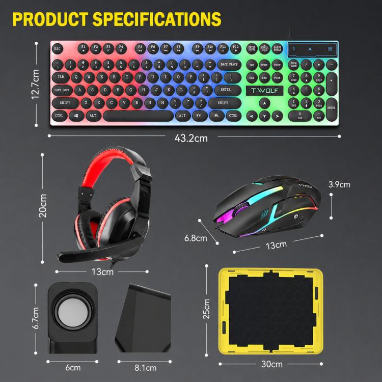 Pacchetto gaming 5 in 1 tastiera retroilluminata mouse cuffie