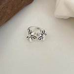 Anello aperto regolabile in argento sterling 925 con fiore