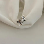 Anello aperto regolabile in argento sterling 925 con fiore