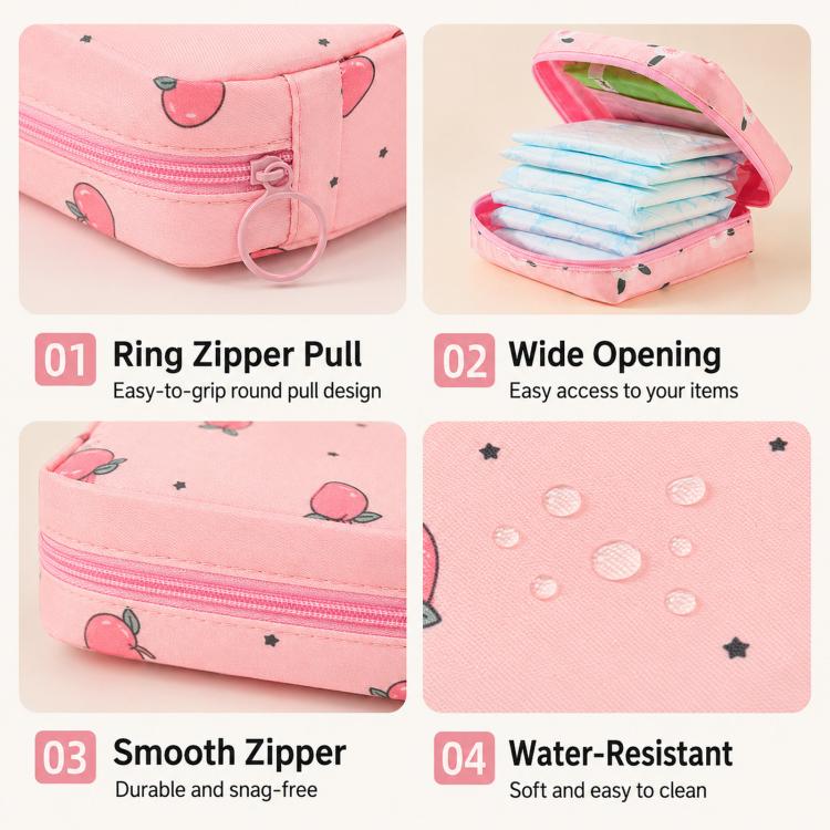 Borsa porta assorbenti igienici impermeabile con cerniera