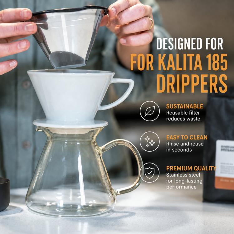 Filtro caffè riutilizzabile per Kalita Wave 185 e OXO Brew