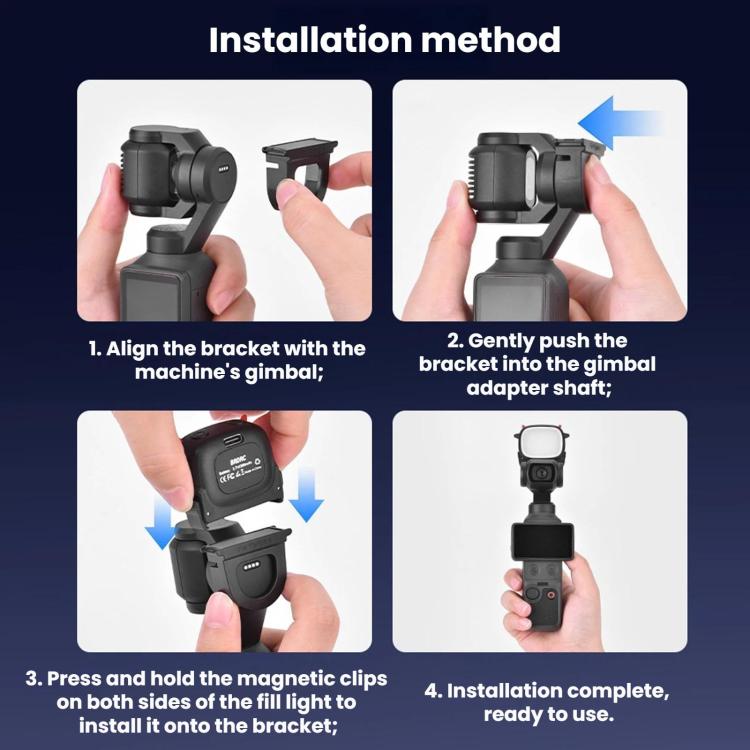 BRDRC Luce di riempimento portatile Monster, For DJI Osmo Pocket 4 / 4P, For DJI Osmo Pocket 3