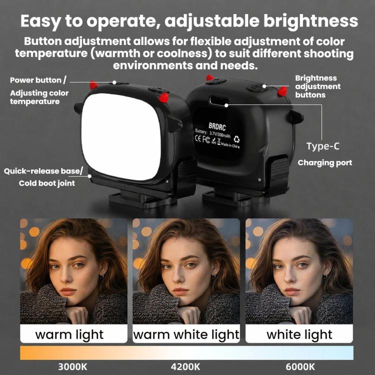 BRDRC Accessorio luce di riempimento portatile per selfie Monster, For DJI Osmo Action 3 / 4 / 5 Pro, For DJI Osmo Action 6 / Nano