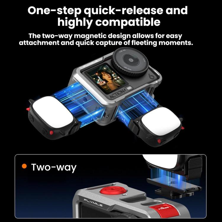 BRDRC Accessorio luce di riempimento portatile per selfie Monster, For DJI Osmo Action 3 / 4 / 5 Pro, For DJI Osmo Action 6 / Nano