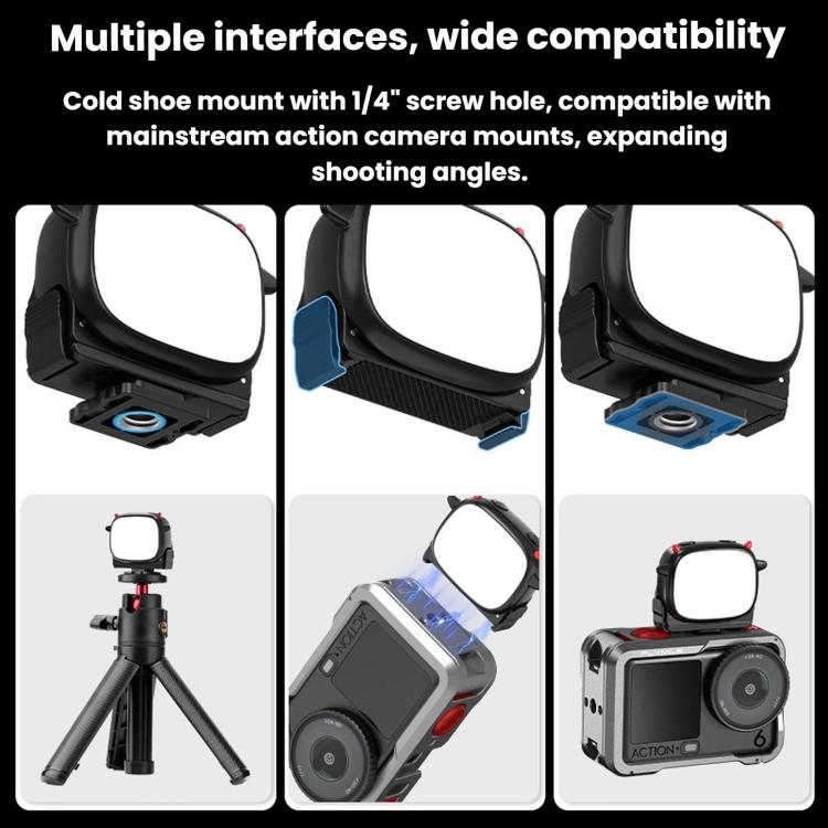 BRDRC Accessorio luce di riempimento portatile per selfie Monster, For DJI Osmo Action 3 / 4 / 5 Pro, For DJI Osmo Action 6 / Nano
