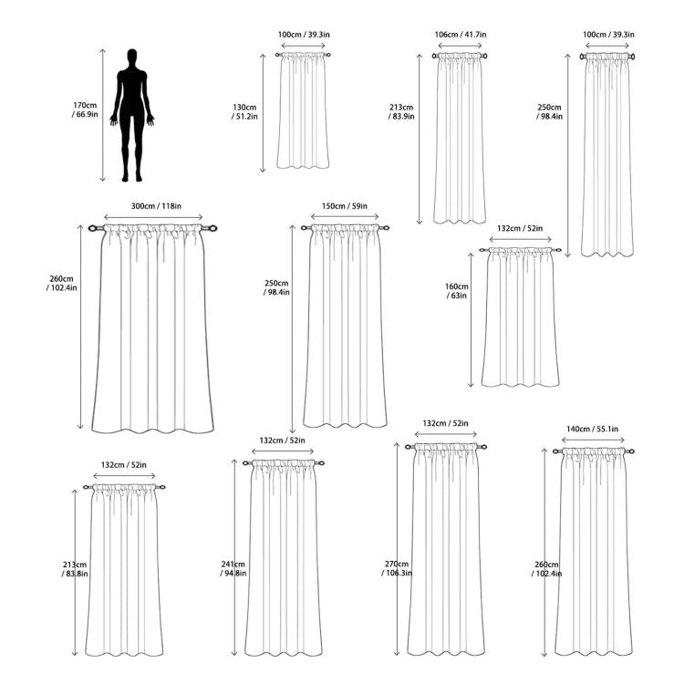 Tenda singola trasparente in voile 100x250 cm
