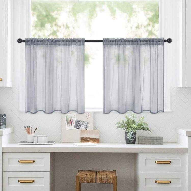 Set di 2 tende a pannello trasparenti 132x46 cm in voile