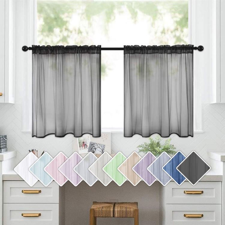 Set di 2 tende a pannello trasparenti 132x46 cm in voile