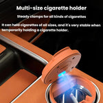 Posacenere per auto con coperchio e luce LED, in metallo ignifugo, contenitore per lo smaltimento di sigarette per veicoli.