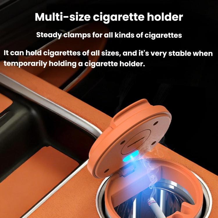 Posacenere per auto con coperchio e luce LED, in metallo ignifugo, contenitore per lo smaltimento di sigarette per veicoli.