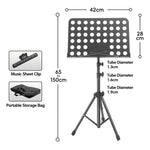 Leggio universale pieghevole e portatile con altezza regolabile per spartiti, ideale per prove e spettacoli., Stand + Folder + Storage Bag