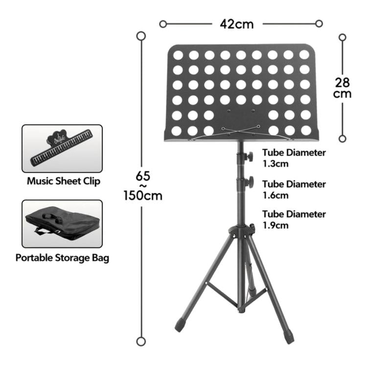 Leggio universale pieghevole e portatile con altezza regolabile per spartiti, ideale per prove e spettacoli., Stand + Folder + Storage Bag