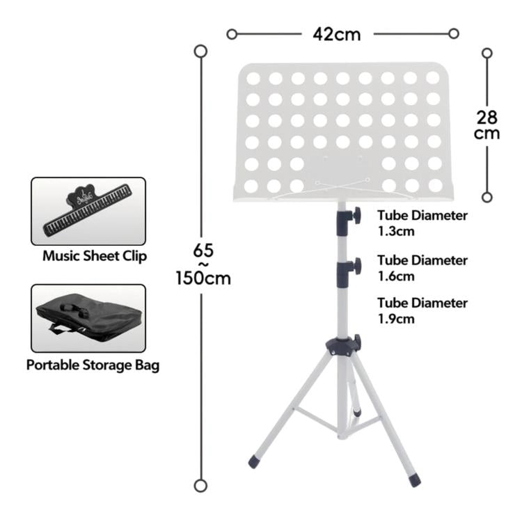 Leggio universale pieghevole e portatile con altezza regolabile per spartiti, ideale per prove e spettacoli., Stand + Folder + Storage Bag