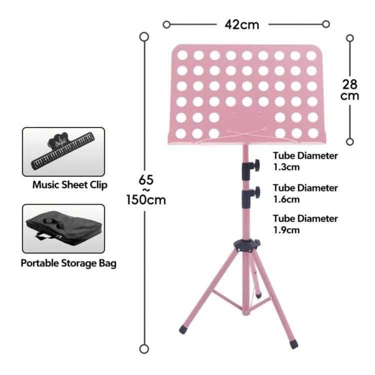 Leggio universale pieghevole e portatile con altezza regolabile per spartiti, ideale per prove e spettacoli., Stand + Folder + Storage Bag