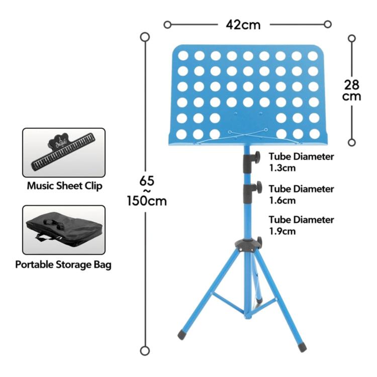 Leggio universale pieghevole e portatile con altezza regolabile per spartiti, ideale per prove e spettacoli., Stand + Folder + Storage Bag