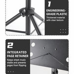 Leggio universale pieghevole e portatile con altezza regolabile per spartiti, ideale per prove e spettacoli., Stand + Folder + Storage Bag