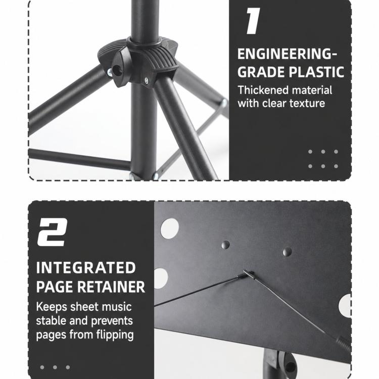 Leggio universale pieghevole e portatile con altezza regolabile per spartiti, ideale per prove e spettacoli., Stand + Folder + Storage Bag