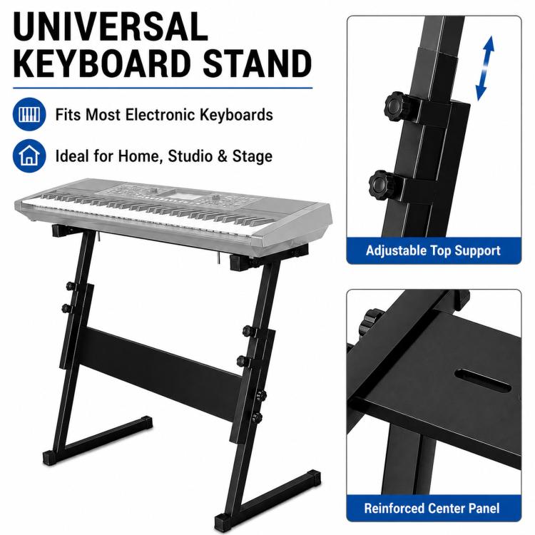 Supporto universale per tastiera a Z rinforzato, regolabile, per pianoforte domestico.