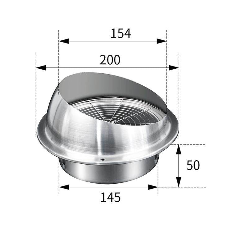 Cappa aspirante in acciaio inox con griglia protettiva