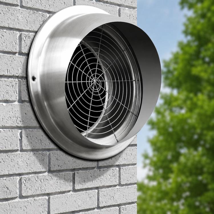 Cappa aspirante in acciaio inox con griglia protettiva