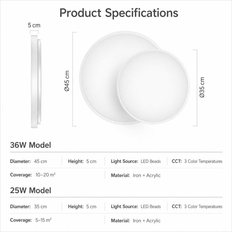 Plafoniera LED sottile dimmerabile a 3 colori rotonda 38cm