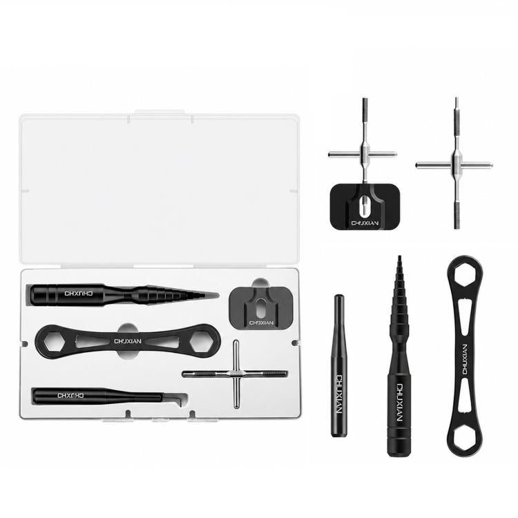 Kit attrezzi manutenzione mulinello pesca 5 pezzi in alluminio